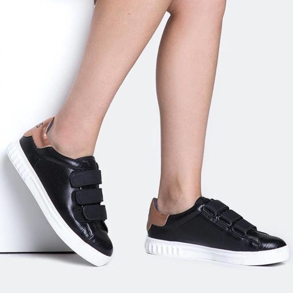 Circus by Sam Edelman Shoes - Revolve x Sam Edelman Velcro Black Gold Sneaker